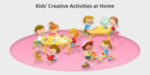 Happy child enjoying kids development activities with educational toys and books at home